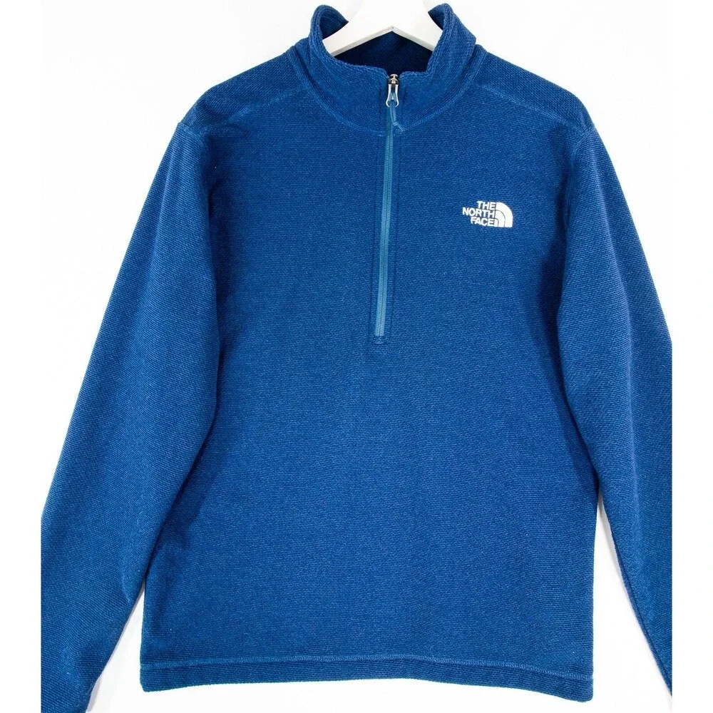 The North Face 1/2 Zip Polyester Fleece Mock Neck Pullover Men's Medium Blue